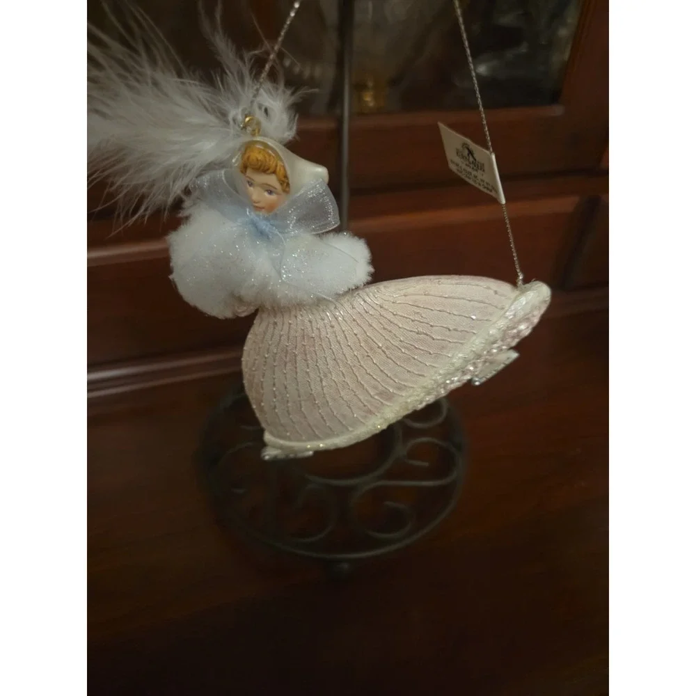 Vintage Kurt Adler Ornament Victorian Dressed Girl On Ice Skates Christmas NWT